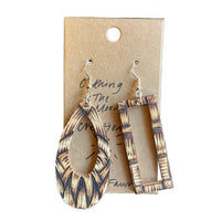 23-0803 Pyrography Earrings Drop Rectangle