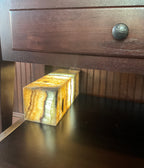 22-1132 Onyx Luminary Cube Lamp, Aqua