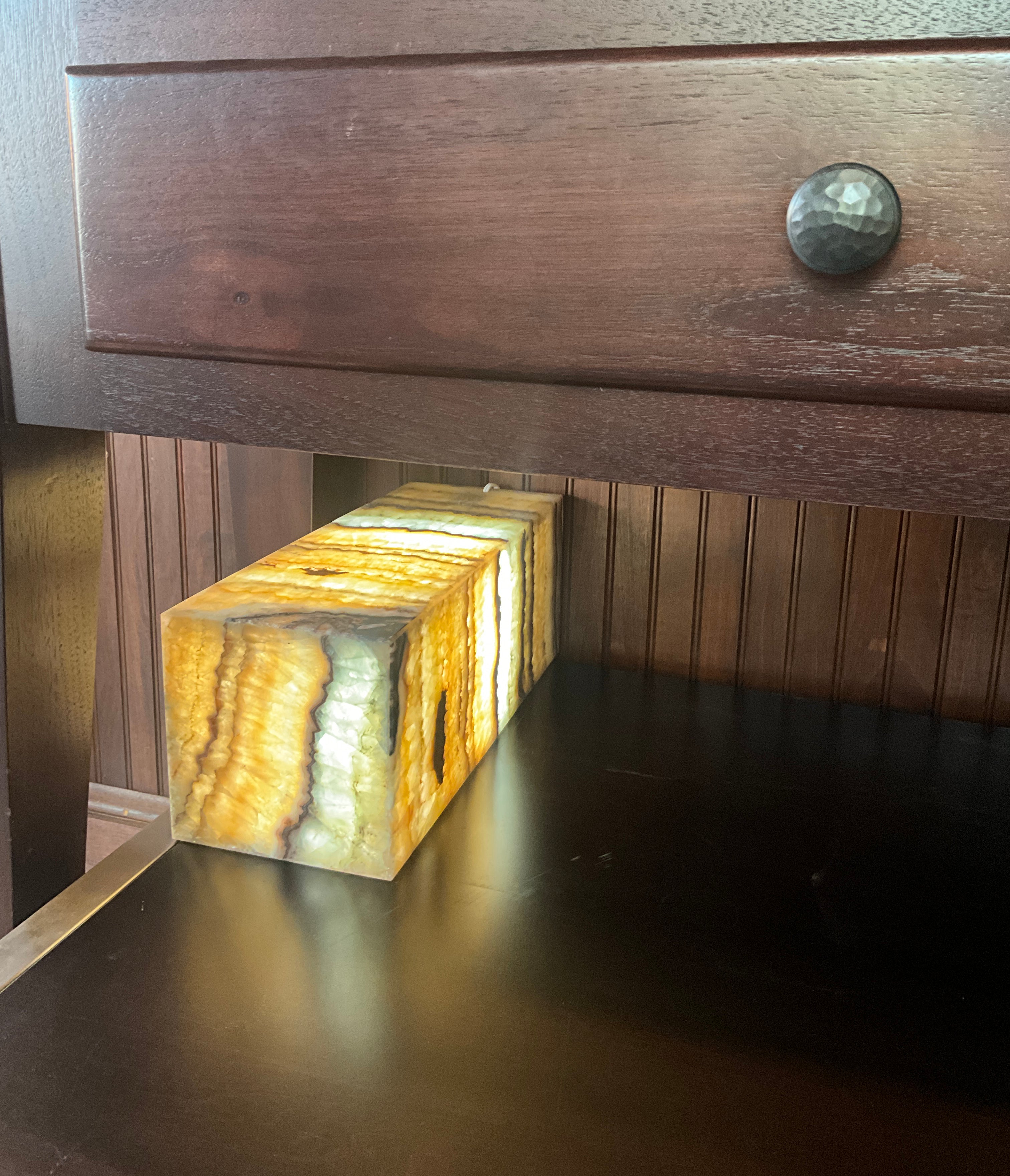 22-1132 Onyx Luminary Cube Lamp, Aqua