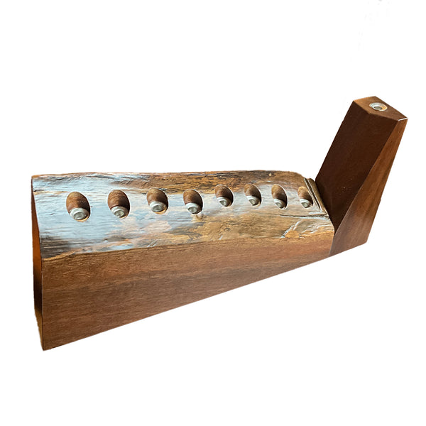 2024-01 Menorah salvaged solid walnut with natural live edge surface