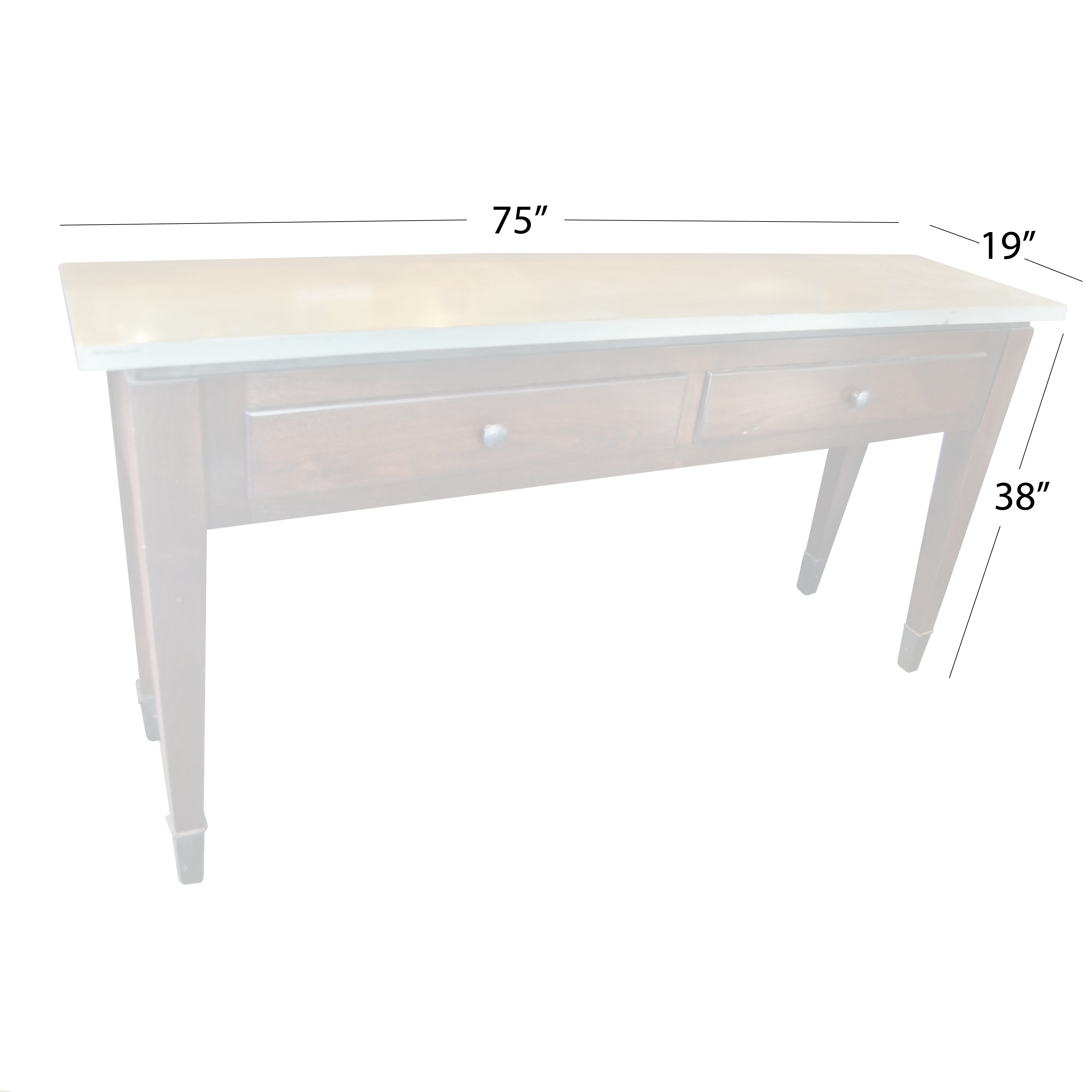 Entry Table, Concrete, Walnut, and Iron, 1-Drawer