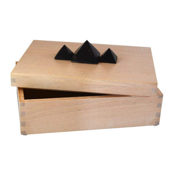 Maple Box with Obsidian Stone Pyramids