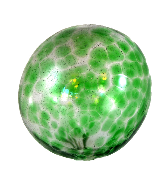 Artisan Glass Ball, Green Speckled